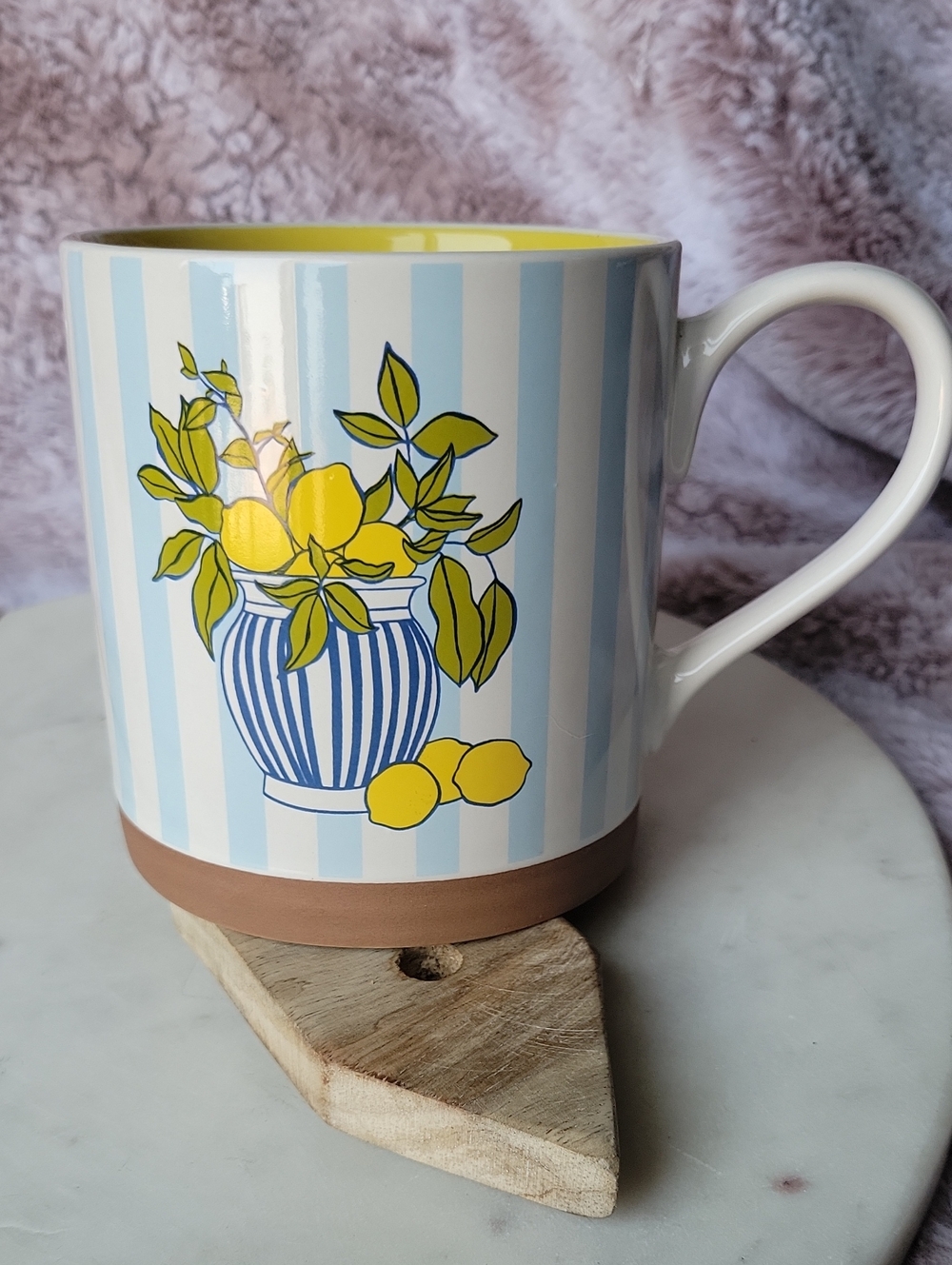 Blue Stripe Lemon Ceramic Mug - Unknown Brand